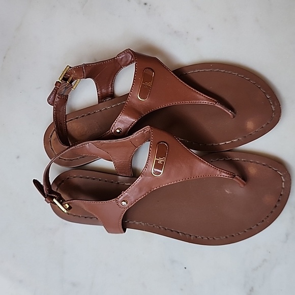 Ralph Lauren brown flat sandals size 7.5 B width - Picture 2 of 9